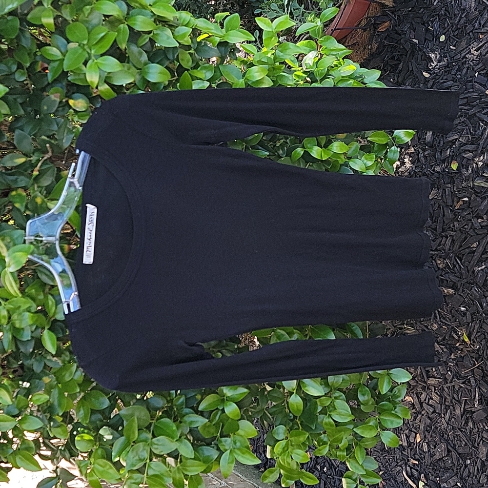 Micheal Stars Basic Black raglan long Sleeve tee